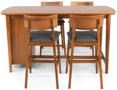 Tyler Modern Wine Island and 4 woodback counterstools