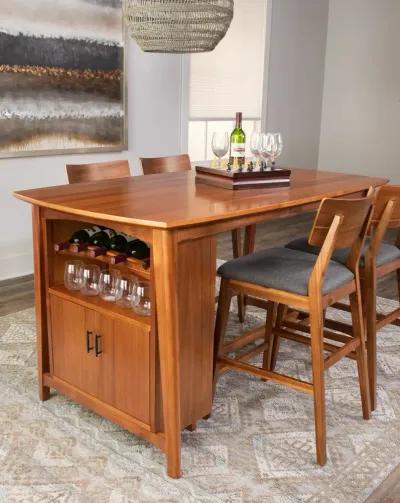 Tyler Modern Wine Island and 4 woodback counterstools