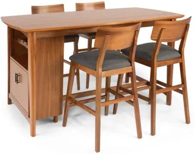 Tyler Modern Wine Island and 4 woodback counterstools