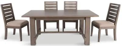 Emerson Dark Taupe Trestle Table With 4 Chairs