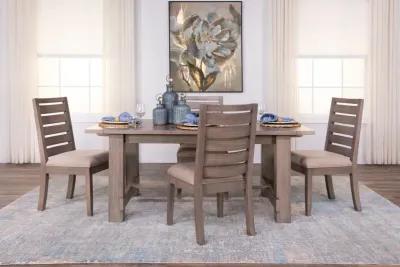 Emerson Dark Taupe Trestle Table With 4 Chairs