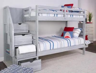 Skyler Twin Twin Bunk With Stairs - Aspen Grey