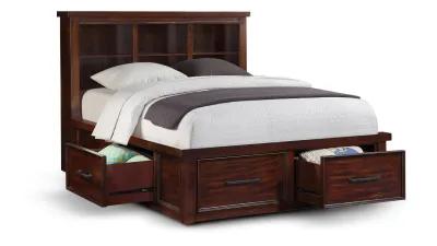 Delray Full Bookcase Storage Bed - Storage On All Sides