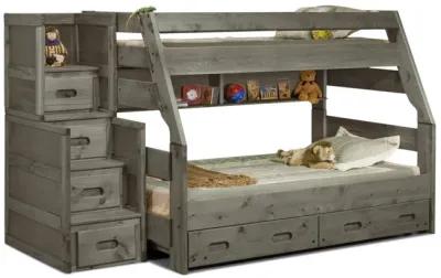 Bunkhouse High Sierra T F Bunk Bed with Stairway Chest - Driftwood