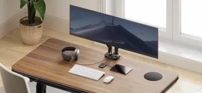 Ergo Motion Power Desk With Dual Arm Monitor Mount