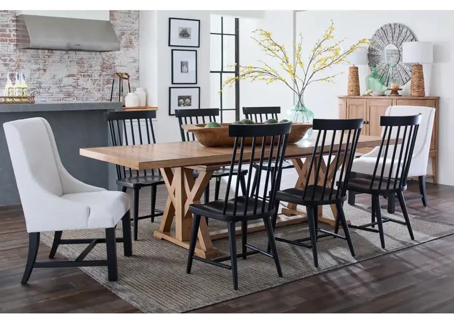 Clear Lake Trestle Table With 4 Windsor Chairs And 2 Host Chairs