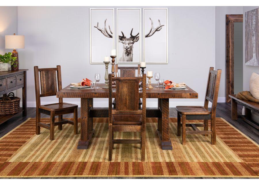 Lodge Barnwood Artisan Table with 4 Wooden Side Chairs