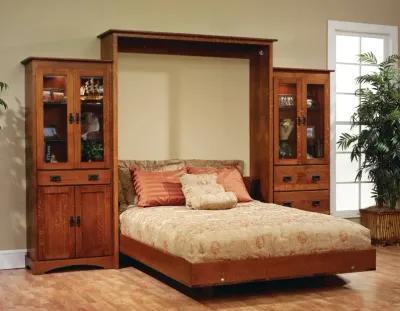 Mission Queen Wall Bed With Cabinets