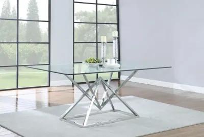 Beaufort Rectangular 71 Inch Glass Top Dining Table Chrome