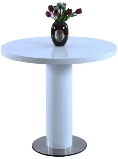 Chintaly Murray Contemporary Round All-Wood Gloss White Counter-Height Table