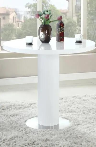 Chintaly Murray Contemporary Round All-Wood Gloss White Counter-Height Table