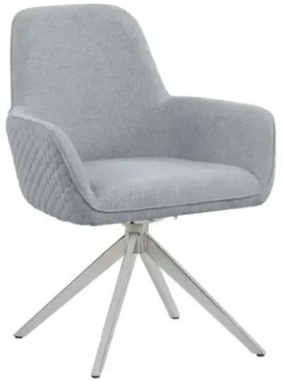 Abby Fabric Upholstered Swivel Dining Arm Chair Light Grey