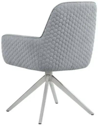 Abby Fabric Upholstered Swivel Dining Arm Chair Light Grey