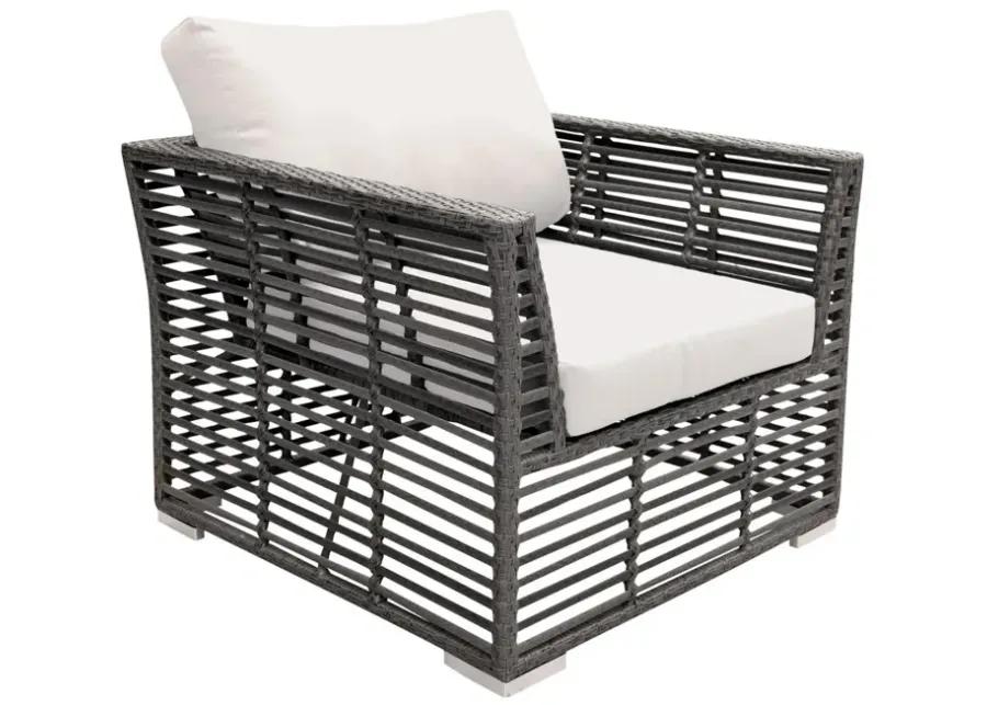 PANAMA JACK GRAPHITE LOUNGE CHAIR W/OUTDOOR OFF-WHITE FABRIC