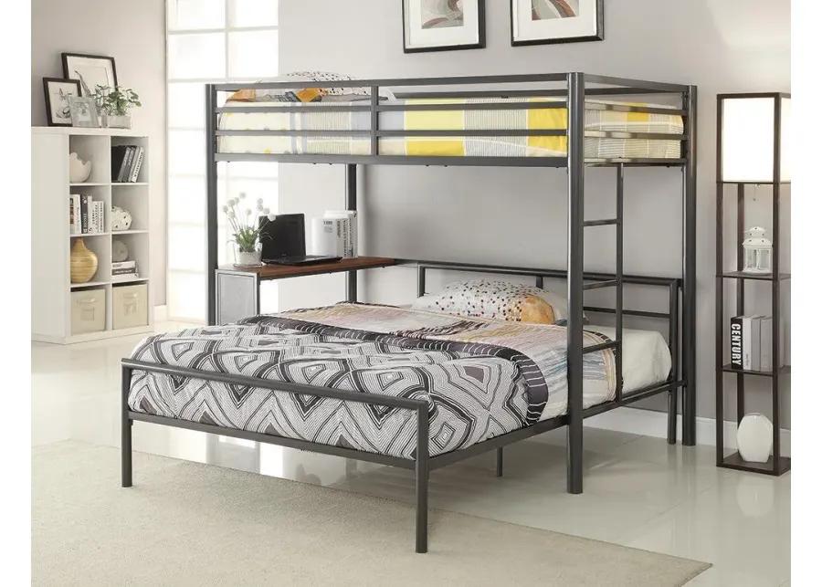 FISHER 2 PIECE SET GUNMETAL (TWIN WORKSTATION LOFT BED + FULL BED)