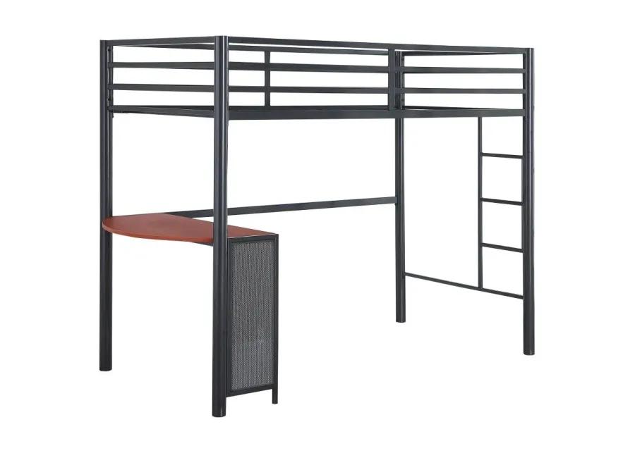 FISHER 2 PIECE SET GUNMETAL (TWIN WORKSTATION LOFT BED + FULL BED)