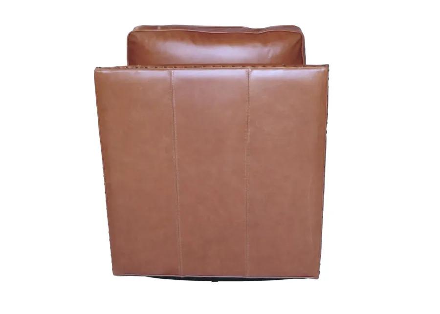 MERCER SWIVEL ACCENT CHAIR IN CARAMEL LEATHER