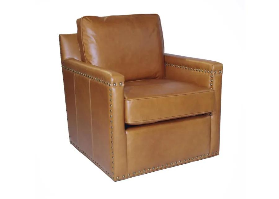 MERCER SWIVEL ACCENT CHAIR IN CARAMEL LEATHER