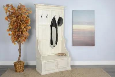 Sunny Designs Marina White Sand Hall Tree with Storage Bench