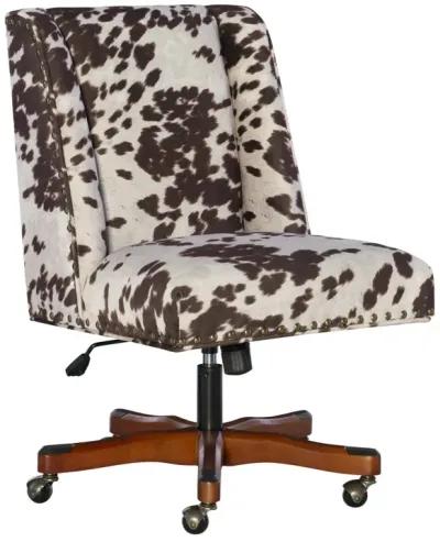 Linon Draper Brown & White Cow Print Home Office Desk Chair