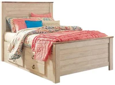 Kids/Teens Willowton Whitewash Twin Panel Bed With 2 Storage Drawers