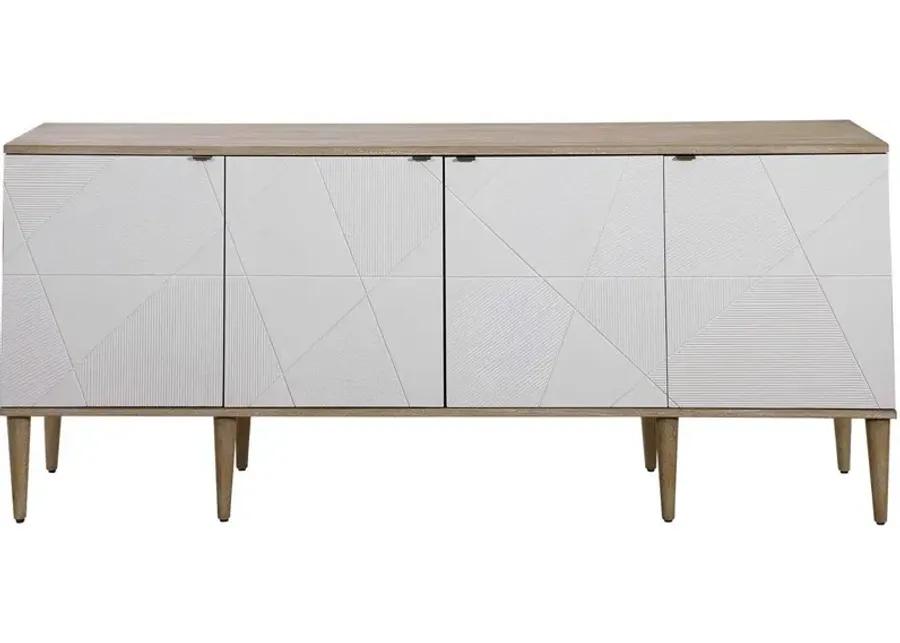 TIGHTROPE NATURAL OAK CERUSE 4-DOOR MODERN SIDEBOARD CABINET