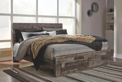 Ashley Derekson King Panel Bed with 2 Storage Drawers Multi Gray Benchcraft