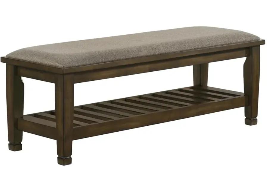 FRANCO UPHOLSTERED BENCH BURNISHED OAK