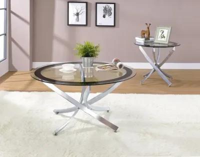 Coaster Brooke Round Glass Top Coffee Table Metal Base Chrome