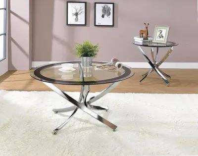 Coaster Brooke Round Glass Top Coffee Table Metal Base Chrome