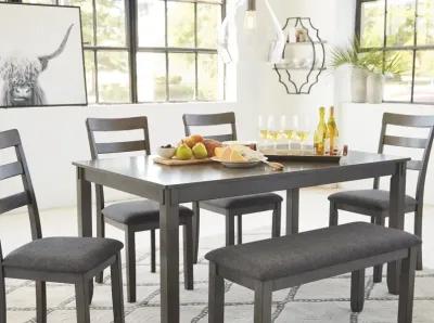 Ashley Bridson Dining Table & Chairs with Bench Gray