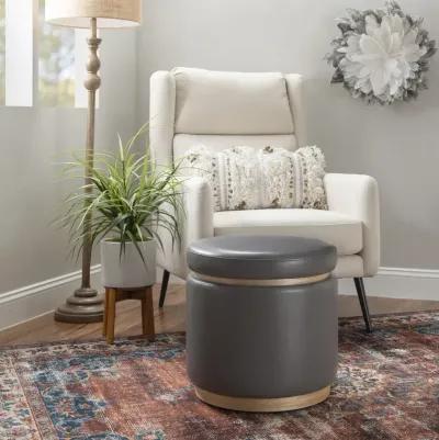 Linon Blanche Polyurethane Grey Storage Ottoman