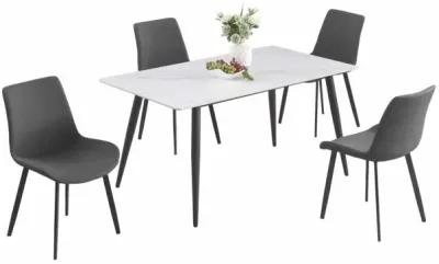 Chintaly Kingsley Contemporary Dining Set with Sintered Stone Table & Curved Chairs