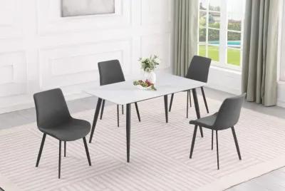 Chintaly Kingsley Contemporary Dining Set with Sintered Stone Table & Curved Chairs