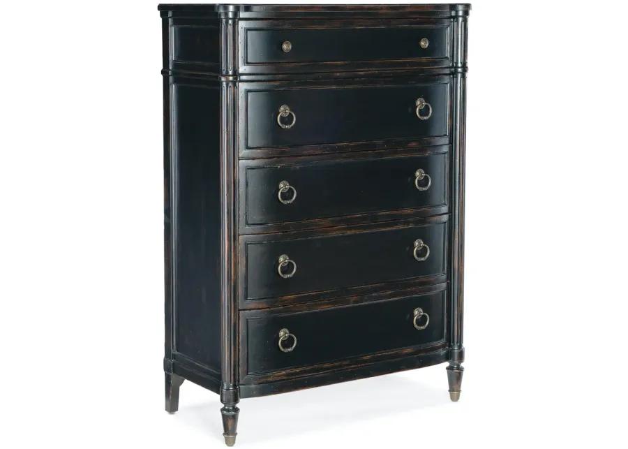 CHARLESTON BLACK FIVE DRAWER CHEST