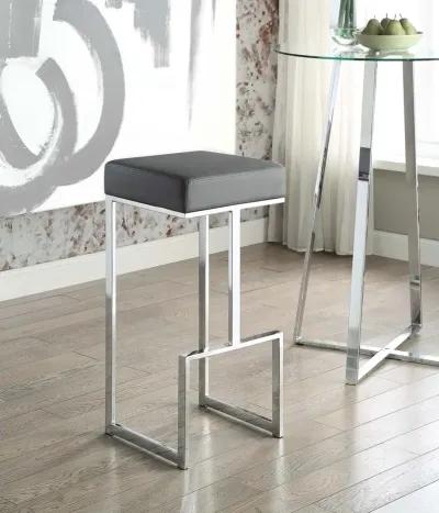 Gervase Square Bar Stool Grey & Chrome