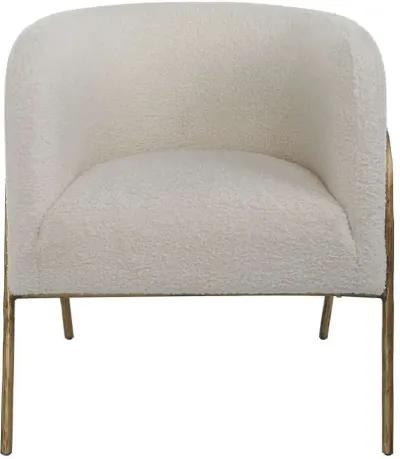 Uttermost Jacobsen Aged Gold/Off-White Shearling Barrel Chair