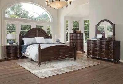 American Woodcrafters Rodanthe Cherry Brunette 3-Piece Panel Bedroom Set Queen Bed Dresser & Mirror