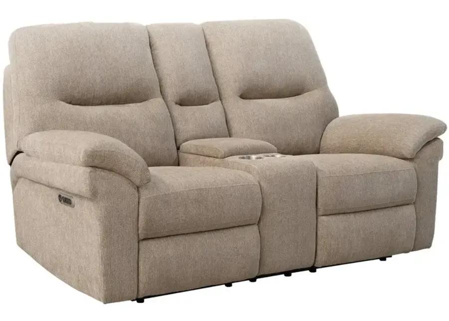 BRYANT RUFFLES WICKER POWER CONSOLE LOVESEAT