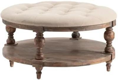 Crestview Tahoe Brown/Light Gray Round Ottoman