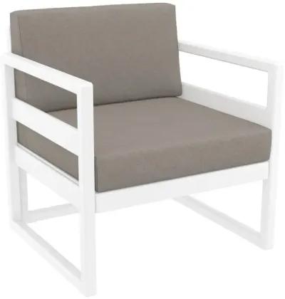 Compamia Mykonos Club Outdoor Patio Seating Set 3-Piece White with Sunbrella Taupe Cushion