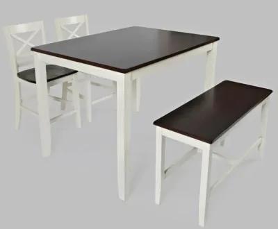 Jofran Asbury Park Table with 2 Stools, Bench White Autumn Brown