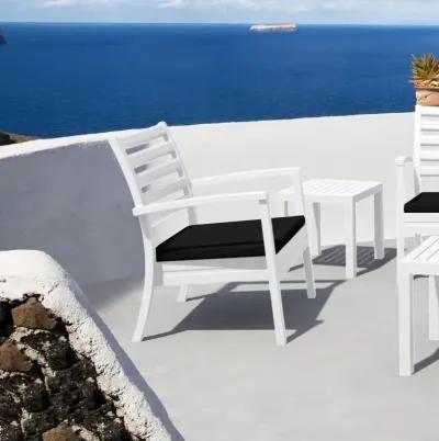 ARTEMIS XL CLUB CHAIR WHITE WITH SUNBRELLA BLACK CUSHIONS