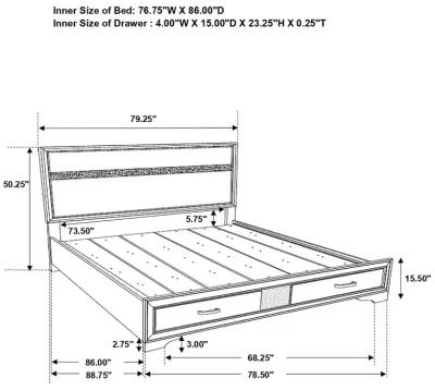 Coaster Miranda Wood California King Storage Panel Bed White