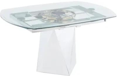 GLORIA CONTEMPORARY MOTION-EXTENDABLE GLASS DINING TABLE