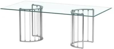 Chintaly Trisha Chrome 44 Inch X 84 Inch Glass Top Dining Table with Steel & Acrylic Base