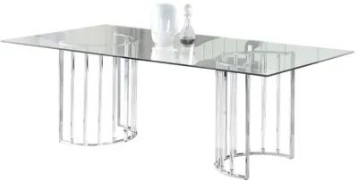 Chintaly Trisha Chrome 44 Inch X 84 Inch Glass Top Dining Table with Steel & Acrylic Base