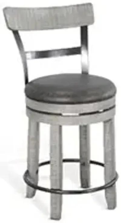 Sunny Designs Alpine Grey 24 Inch Swivel Barstool with Cushioned Seat