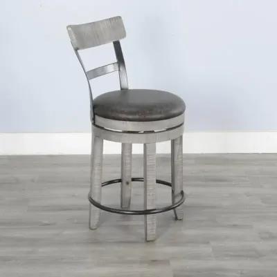 Sunny Designs Alpine Grey 24 Inch Swivel Barstool with Cushioned Seat