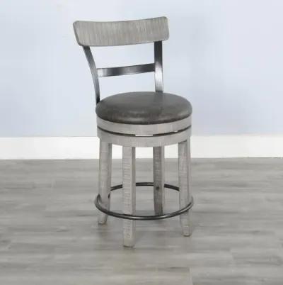 Sunny Designs Alpine Grey 24 Inch Swivel Barstool with Cushioned Seat